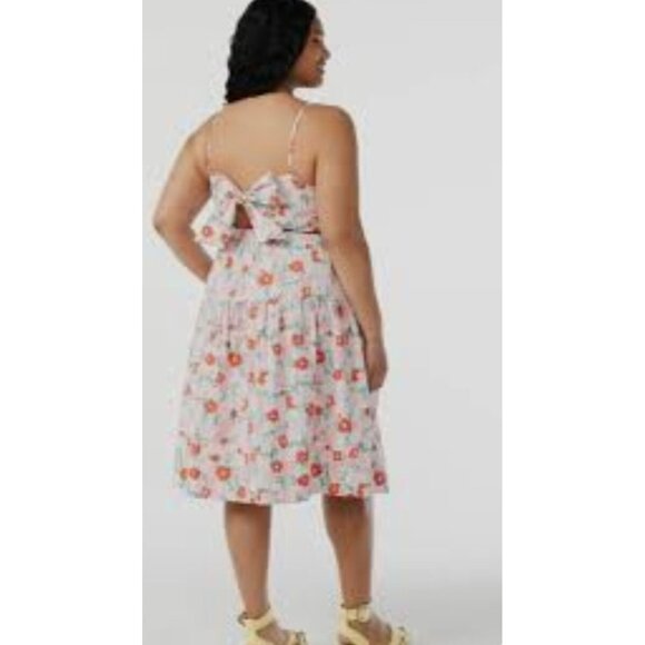 FREE ASSEMBLY Pink Floral Sleeves A-line Cotton Button Dress Sz XL - Picture 2 of 16